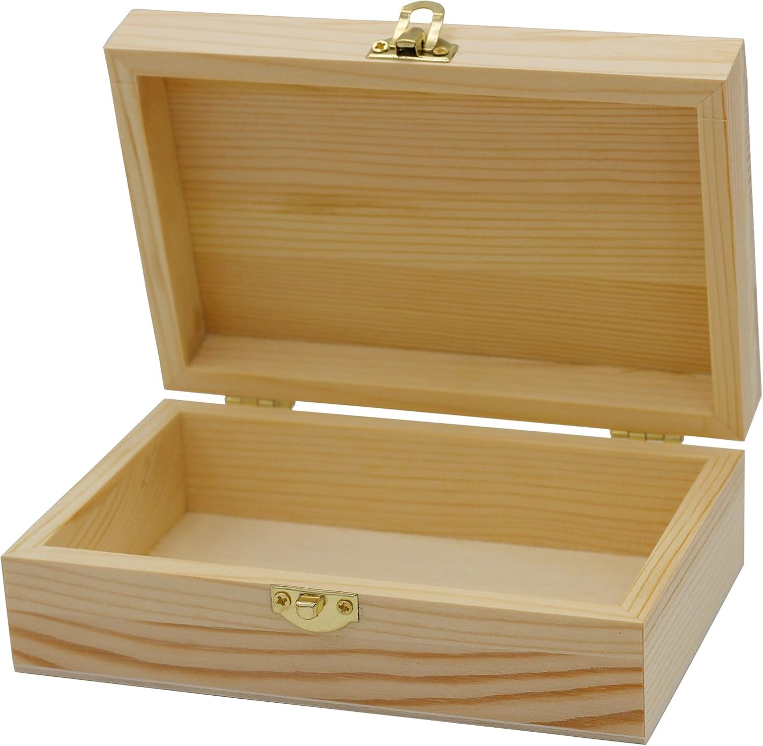 Unfinished Wood Craft Box – Light Unfinished Wood with Clasp – Make Your Own Gift Box, Jewelry Box, Photo Box - Decorate with Paint, Ribbon, Decoupage and More – 6" X 4" X 2"