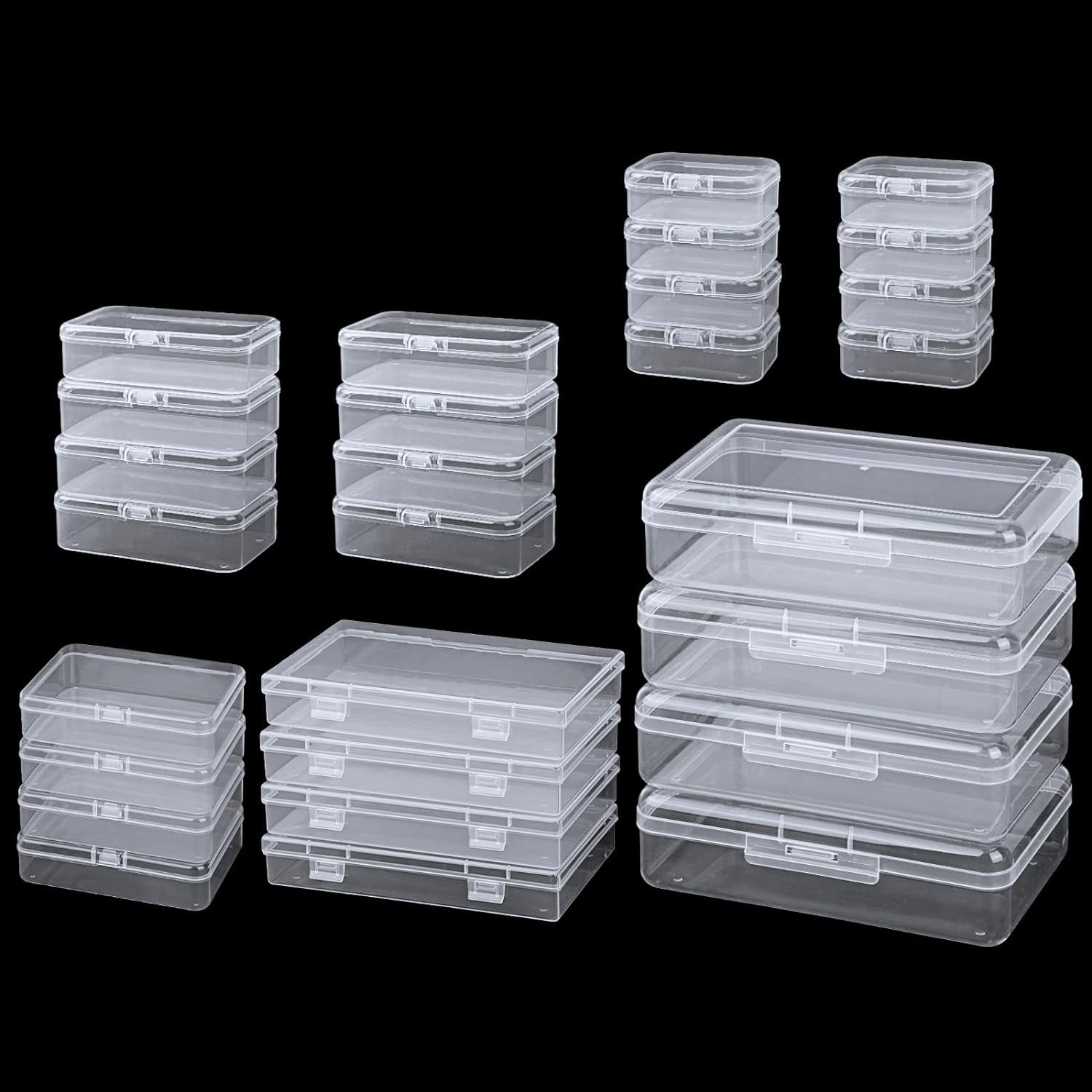 28 Pack Small Plastic Storage Boxes Craft Organizers Rectangular Containers with Lids for Bead, Jewelry, Office Supplies Small Items