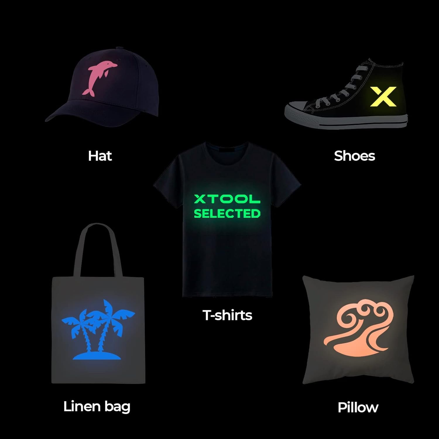 Glow in the Dark HTV Heat Transfer Vinyl, 20 Pack 12"X 10" Glow in the Dark HTV Vinyl Sheets, 10 Assorted Color Iron on Vinyl for T Shirts, Glow in the Dark Vinyl Starter Kit