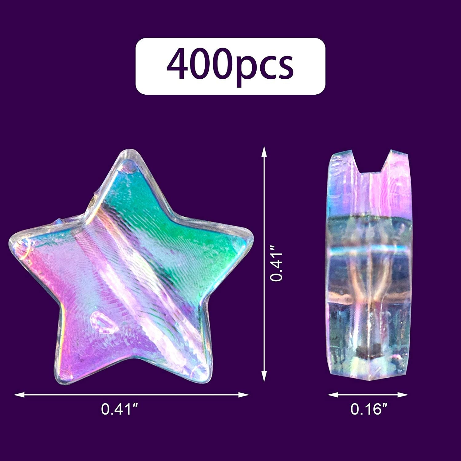400 PCS Acrylic Star Shape Beads, Star Shape Charming Beads, Clear Acrylic 10Mm Beads for DIY Jewelry Craft Making Necklace Bracelet Supplies (4 Pack X 100 PCS)