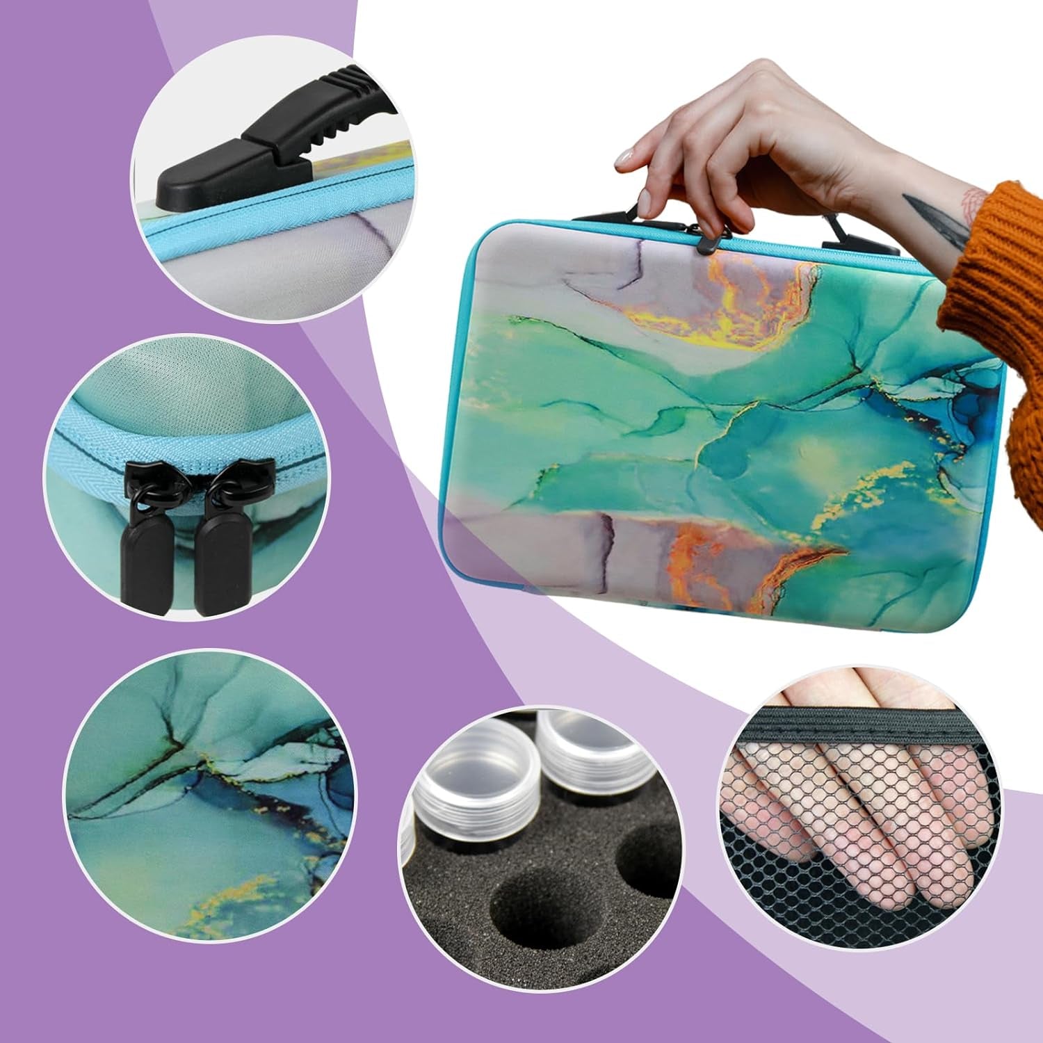 70 Slots Diamond Painting Storage Container, Diamond Painting Accessory Kit with Tools, Shockproof Storage Box for Diamond Art Craft Jewelry Bead Rhinestone Organizer.