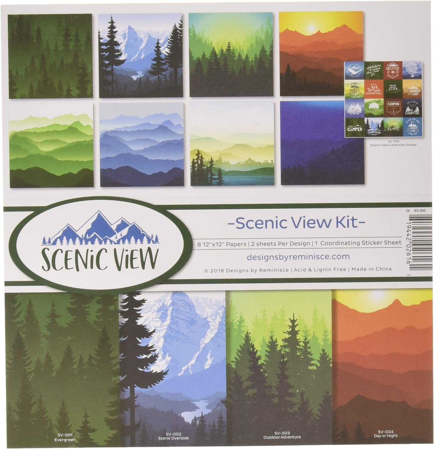 Scenic View Scrapbnook Scrapbook Collection Kit, Multi Color Palette, 12X12 Inches