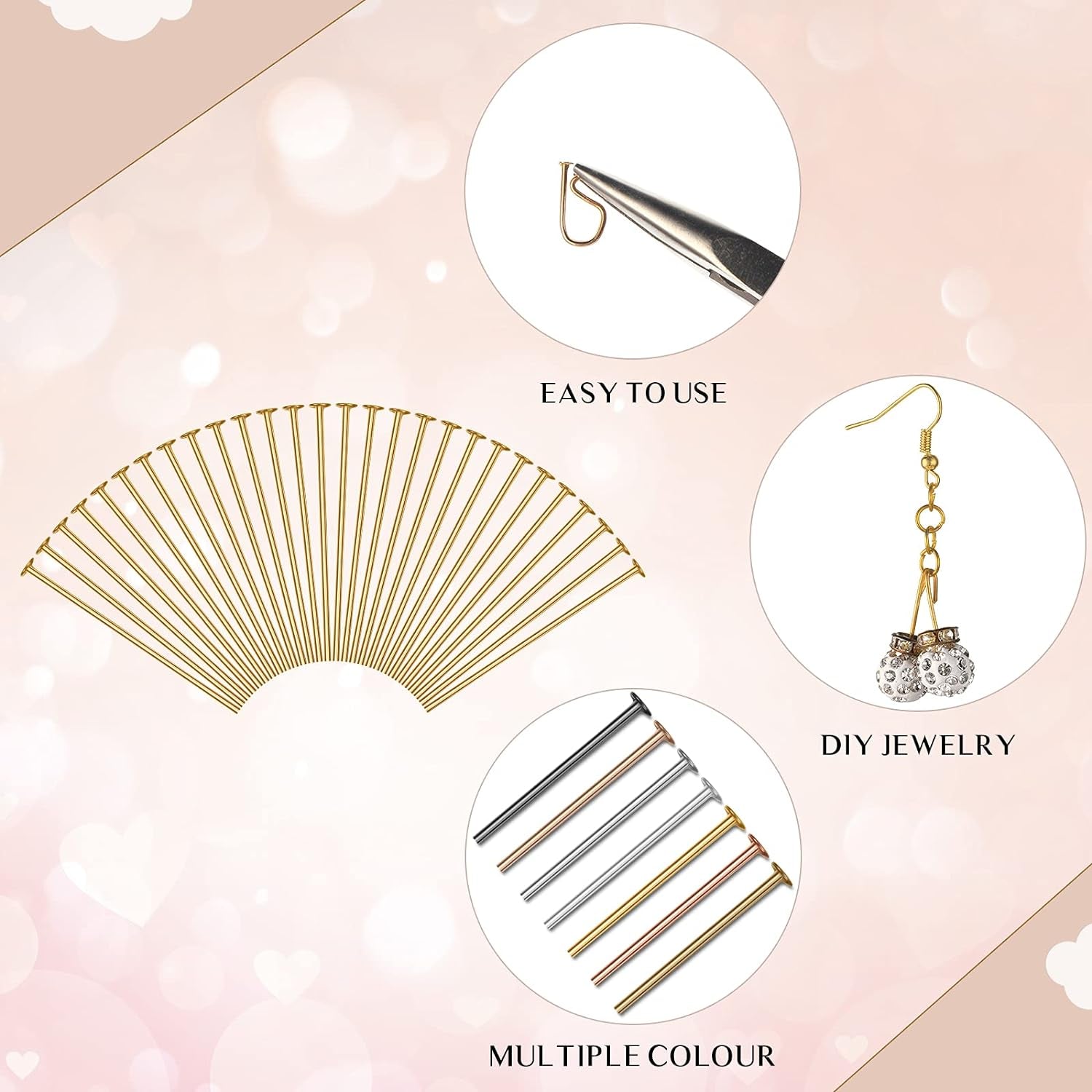 2800 Pieces Headpins for Making Jewelry Flat Head Pins Set 0.63 Inch 0.71 Inch 0.79 Inch 1.18 Inch Jewelry Making Head Pins Mix Beading Pins for DIY Jewelry Making (Multicolor)