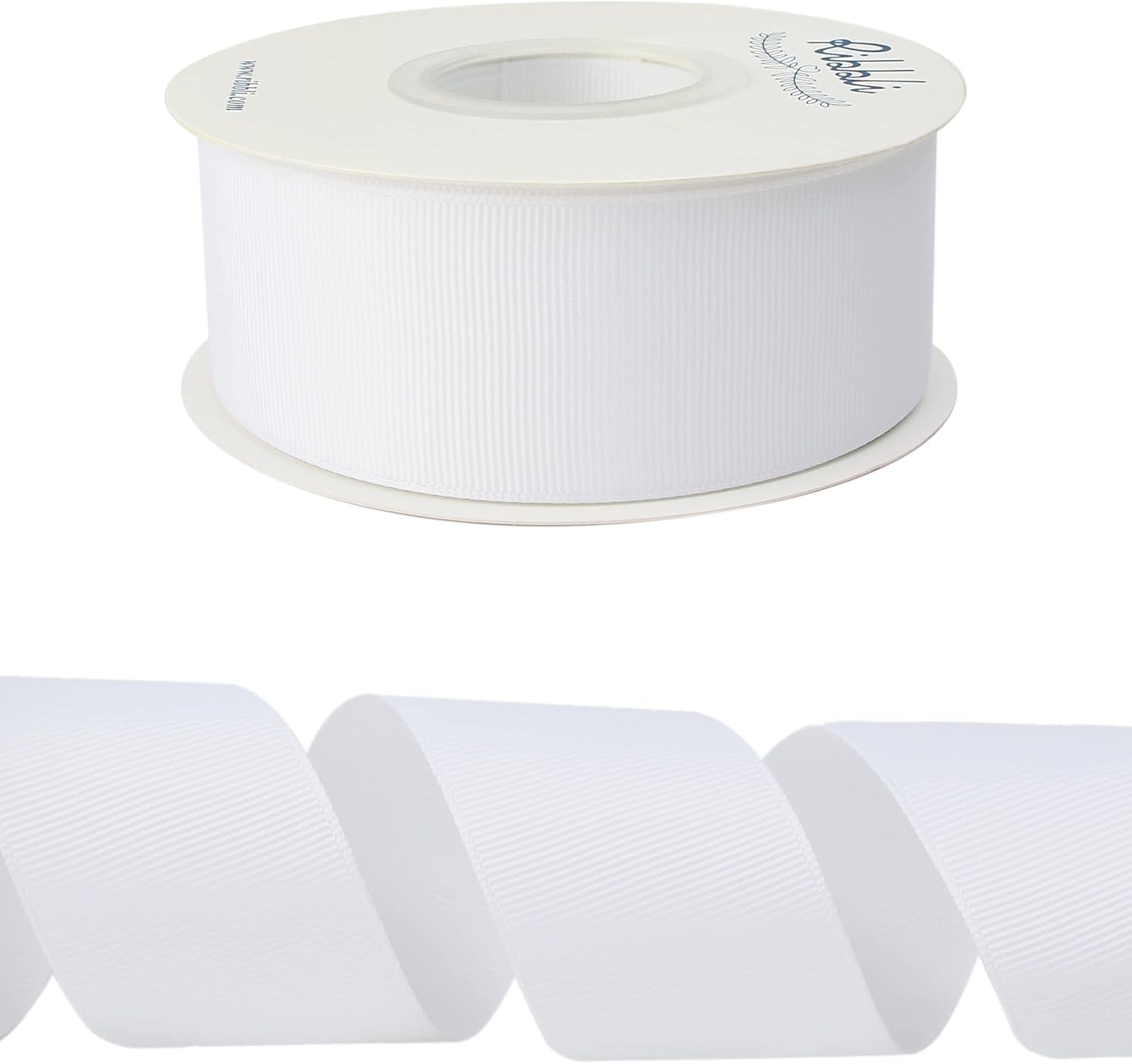 White Grosgrain Ribbon, 1-1/2 Inches X Continuous 25 Yards,Use for Bows DIY Hair Accessories,Gift Wrapping,Craft and Sewing