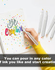 Set of 5 Empty Refill Paint Markers Blank Refillable Paint Pens Empty Refillable Marker for Painting, Transparent Pen Tube, Fill with Your Own Art Acrylic, Oil and Watercolor