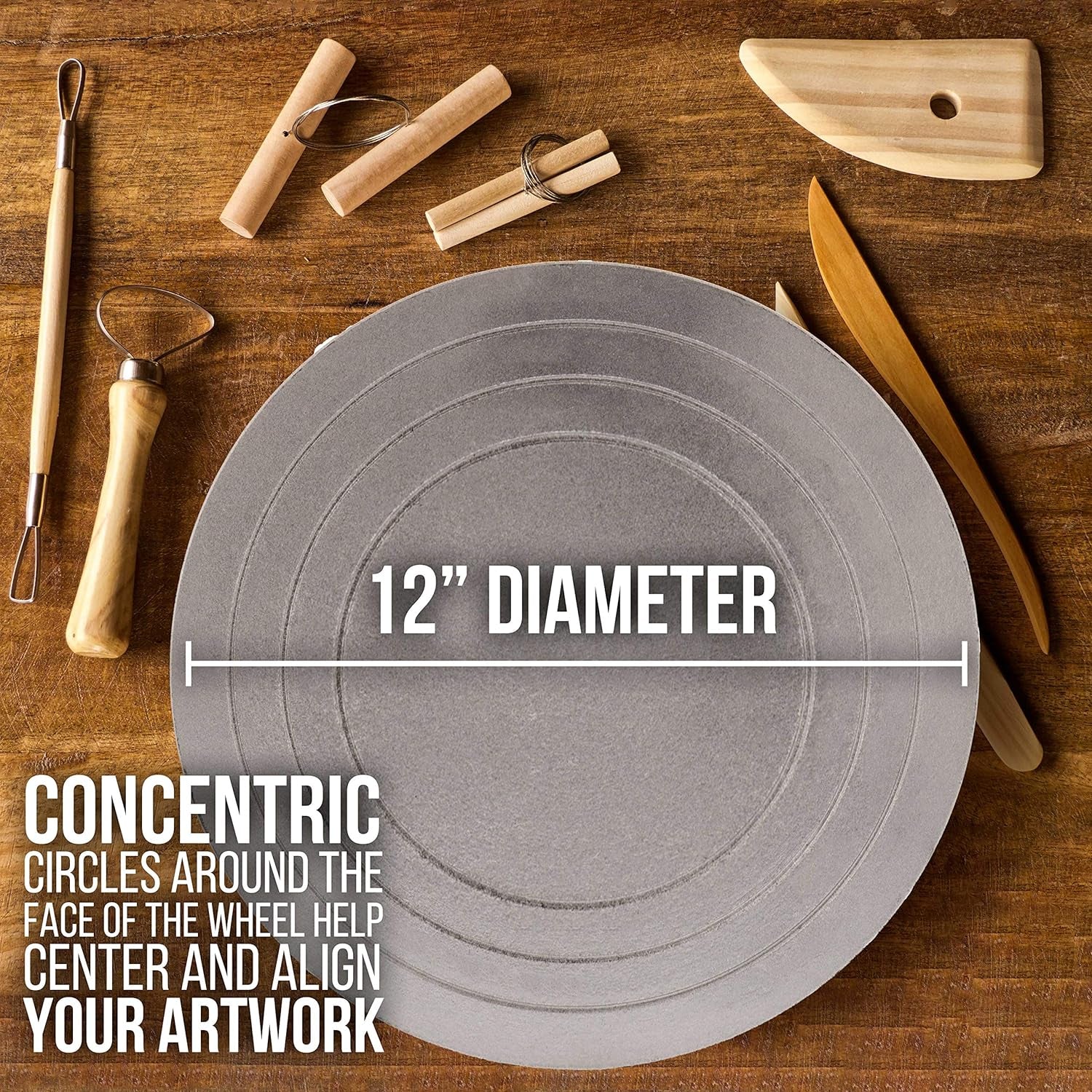 Large 12" Diameter Sculpting Wheel- Heavy Duty All Metal Construction & Turntable with Ball Bearings