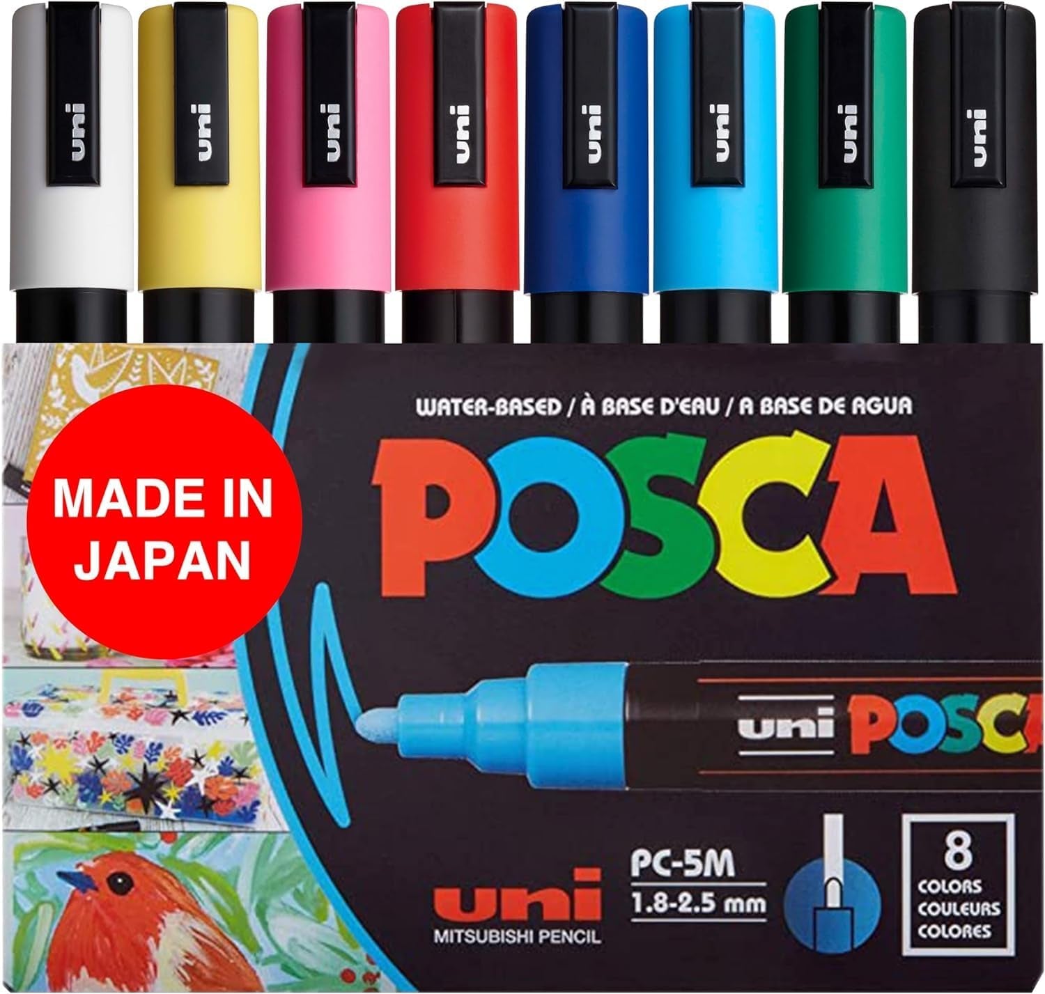 8  Paint Markers, 5M Medium Markers with Reversible Tips, Marker Set of Acrylic Paint Pens |  Pens for Art Supplies, Fabric Paint, Fabric Markers, Paint Pen, Art Markers, PC5M8C