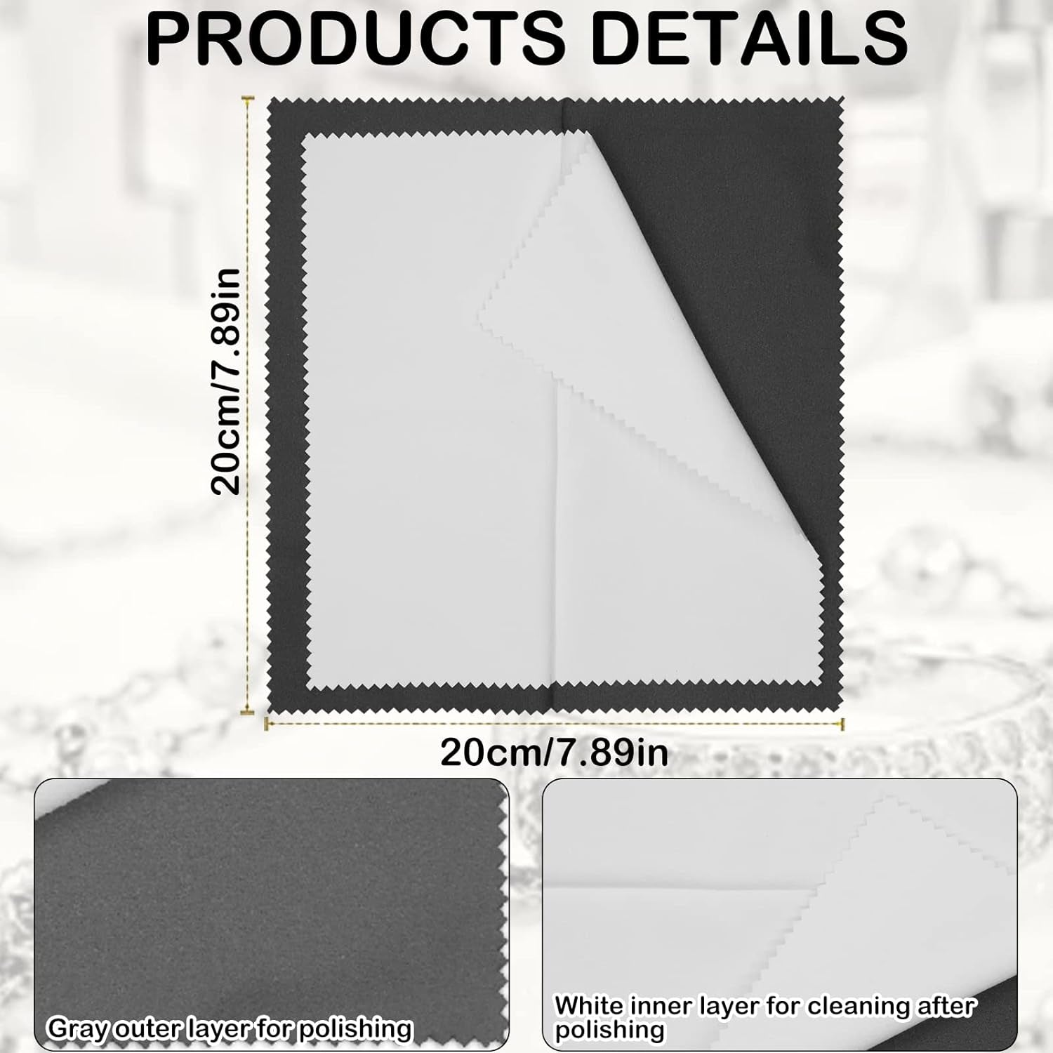 4Pcs Silver Polishing Cloth, Silver Jewelry Cleaner Cloth, Double-Sided Jewelry Polishing Cloths Silver Polishing for Sterling Silver Gold Platinum Jewelry, Silver Cleaning Cloth Keeps Shining