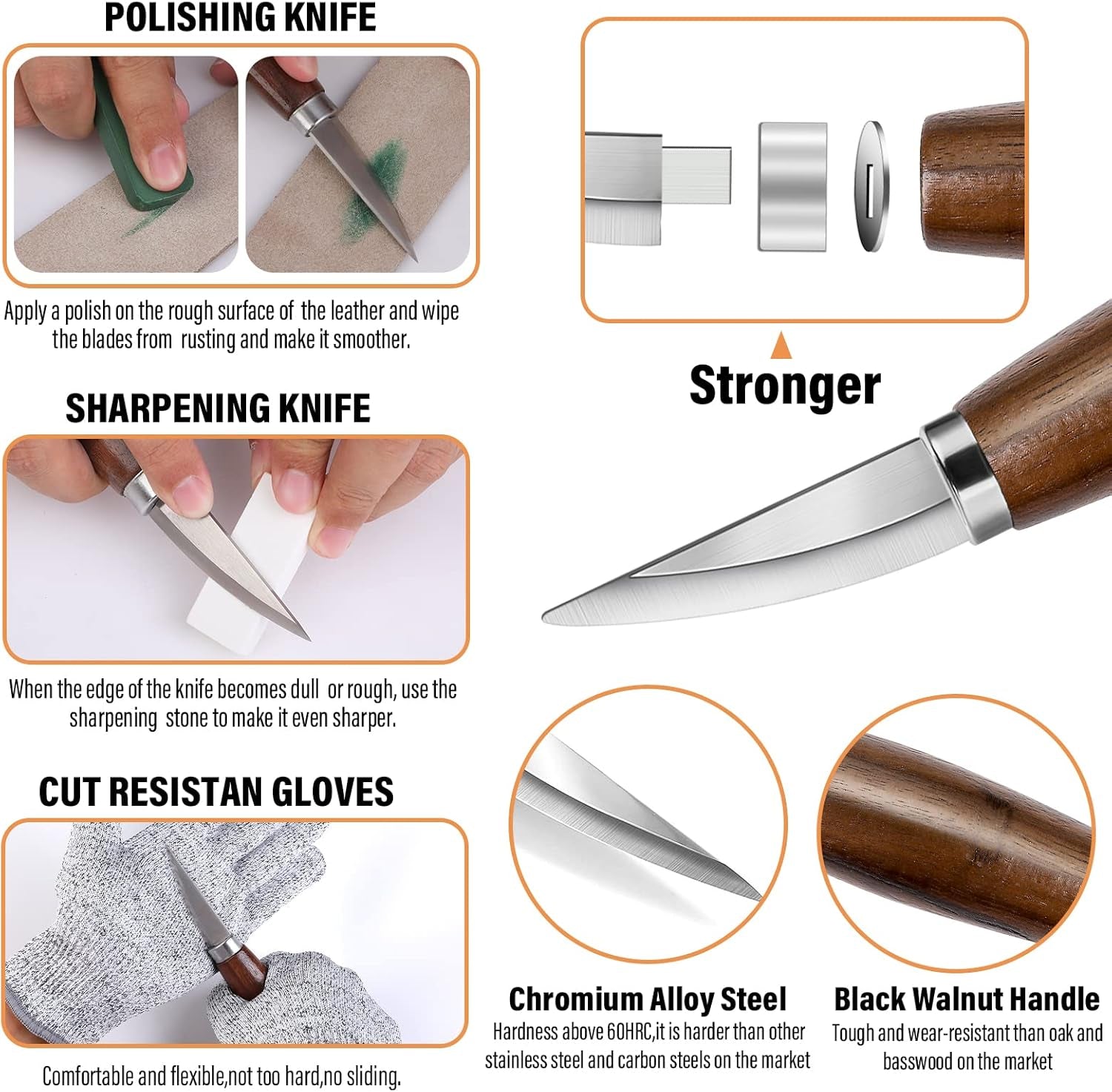 Wood Carving Tools Set 3Pcs Whittling Knife and 4Pcs K2 Carbon Steel Wood Carving Knife,Whittling Kit with 8Pcs Basswood Wood Blocks Gifts Set for Adults and Kids Beginners Wood Carving Kit Gifts