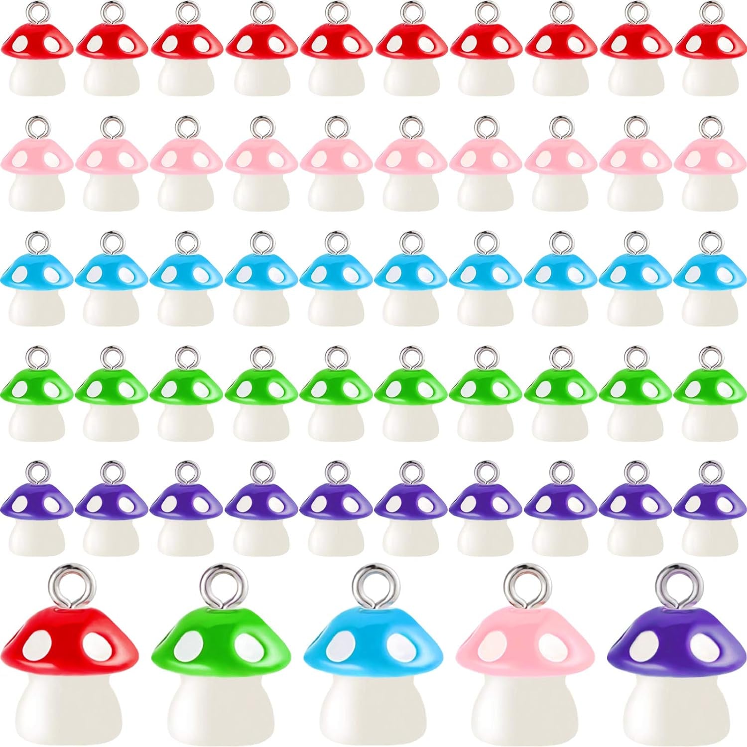 50 Pieces Mushroom Charm Pendant Mushroom Resin Charm Mushroom Jewelry Finding Charm DIY Pendant Making Resin Charm for Bracelet Necklace Earrings Keychain Craft