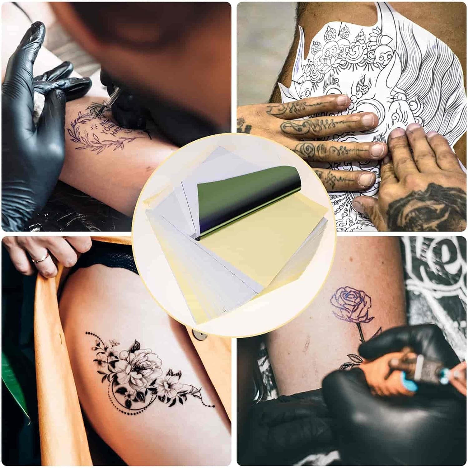 120 Sheets Tattoo Transfer Paper, Stencil Paper for Tattooing, 4 Layers Tattoo Transfer Paper for Tattoo Supplies, A4 Size