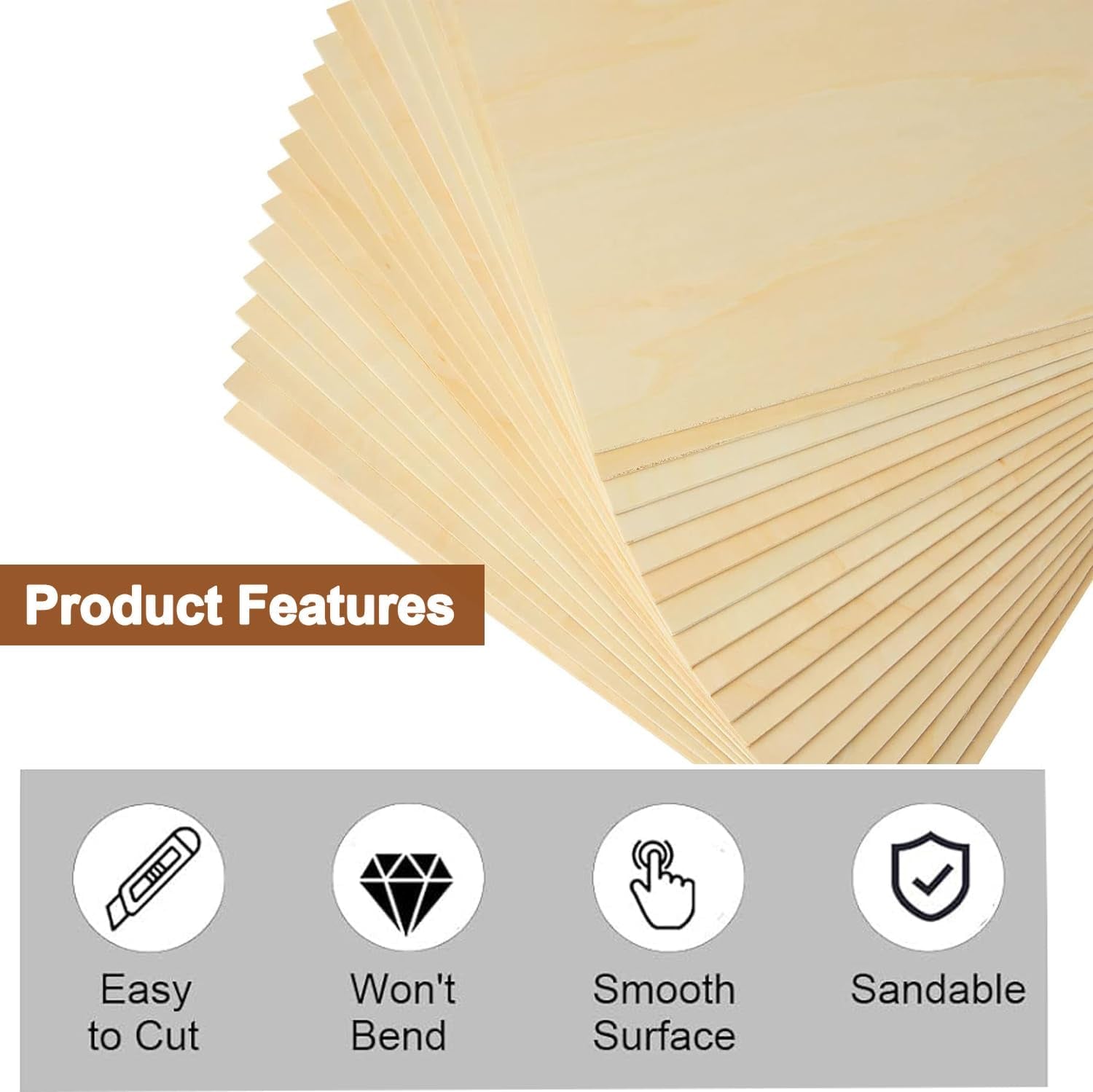 12 Pack Basswood Sheets 1/8 Inch Plywood 3Mm Basswood Sheets, Square Unfinished Wood Boards Sheets for Crafts, DIY Project, Mini House Building Architectural Model Making 11.8 × 11.8 Inch