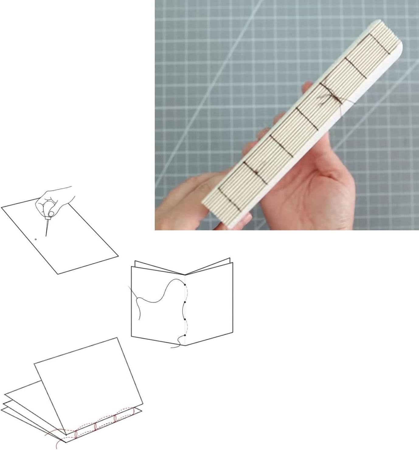 Bookbinding Kit -  Bookbinding Supplies, Hand Book Binding Starter Tools Set with Real Bone Folder,Paper Awl, Large-Eye Needles, Glue Brush, Wax Thread for Handmade DIY Books