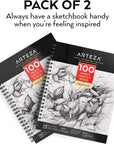 Sketch Book 2-Pack, 9X12 Inches, 200 Sheets, 100 Sheets Each Drawing Book, 68 Lb, 100Gsm Paper, Spiral Bound Artist Sketch Pad, Durable Acid Free Drawing Pad, for Adults and Teens, Bright White