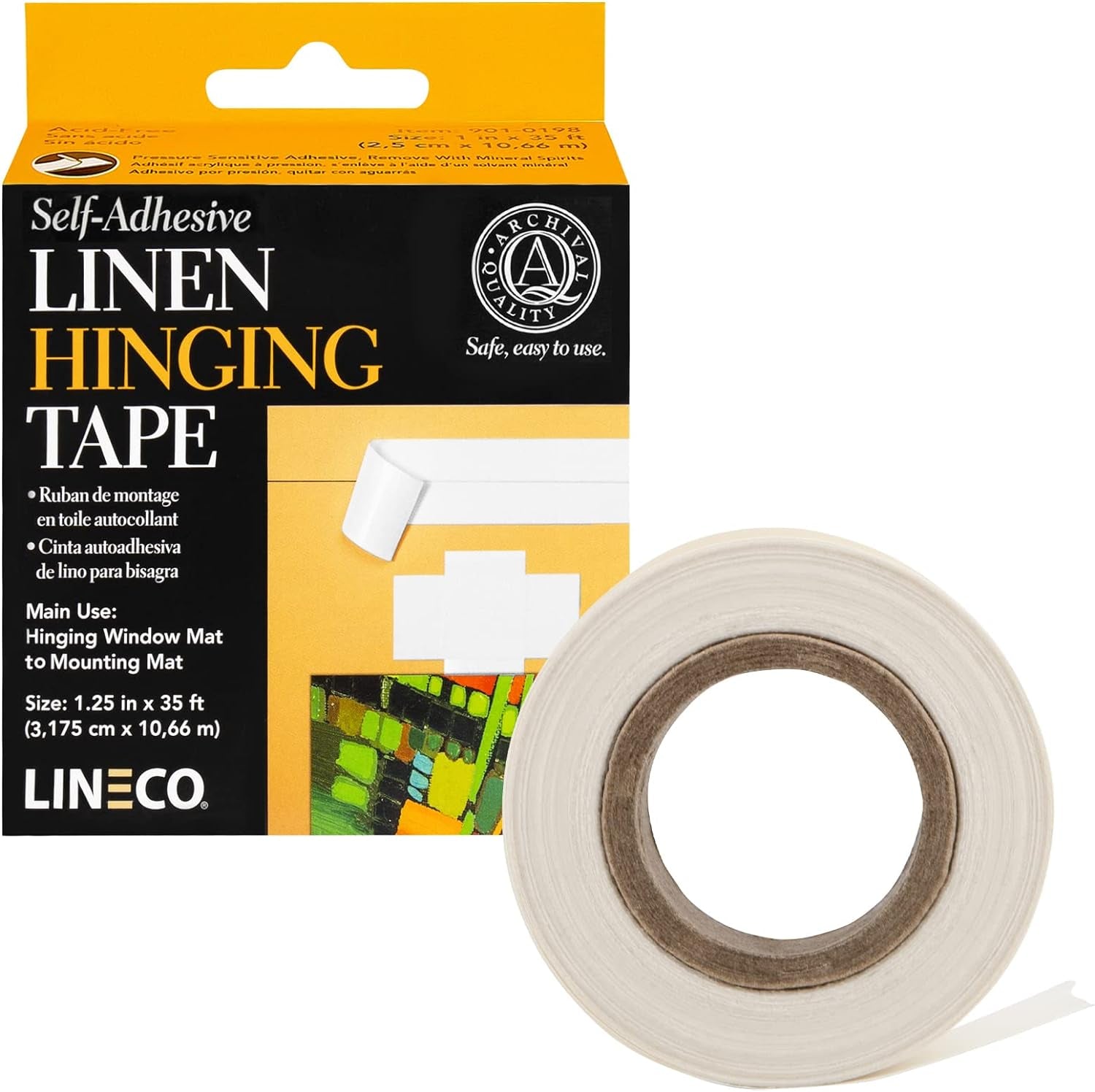 Self-Adhesive Linen Hinging Tape, 1.25 Inch X 35 Feet, Neutral Ph Acrylic Adhesive, Acid-Free, Hinging Artwork, White