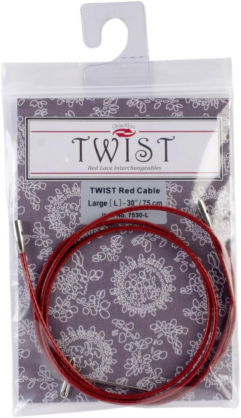 50-Inch Twist Lace Interchangeable Cables, Large, Red (7550-L)