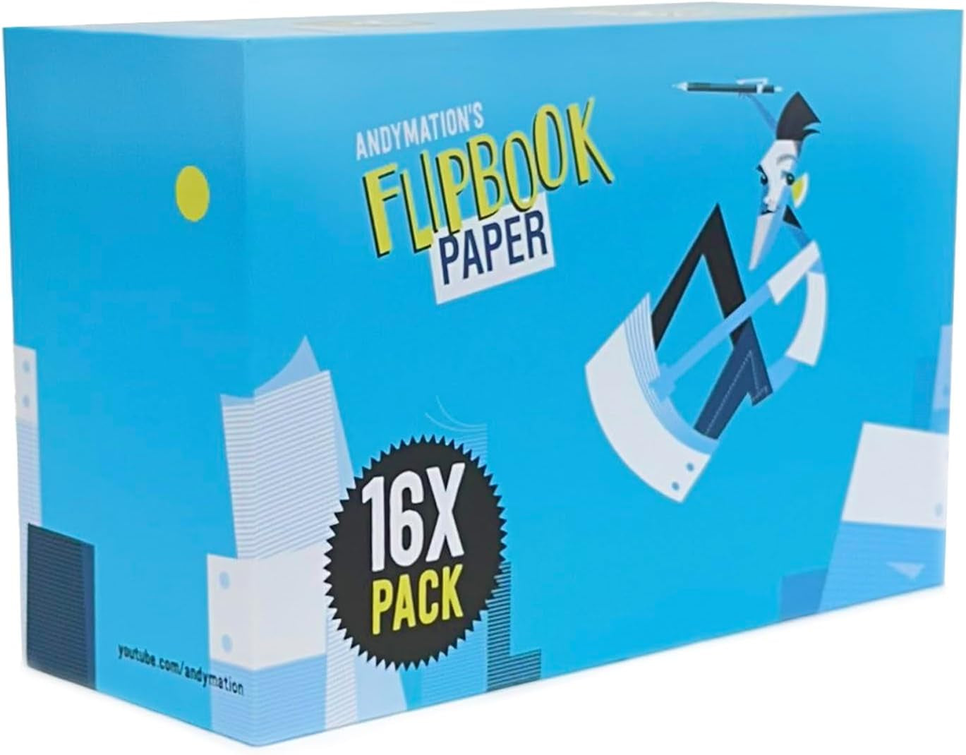 16X Flipbook Paper Pack, Refill Paper Sheets for All  Flipbook Kits, Premium Pre-Drilled Sheets for Perfect Registration, Snap Screws, Enough for 16 Flipbooks.