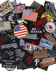 50 Pcs Random Funny Tactical Military Patches Set Tactical Flag Patch Bundle Army Patch Loop and Hook Patches Full Embroidered Appliques for Caps Tactical Vest Jackets Bags Backpacks