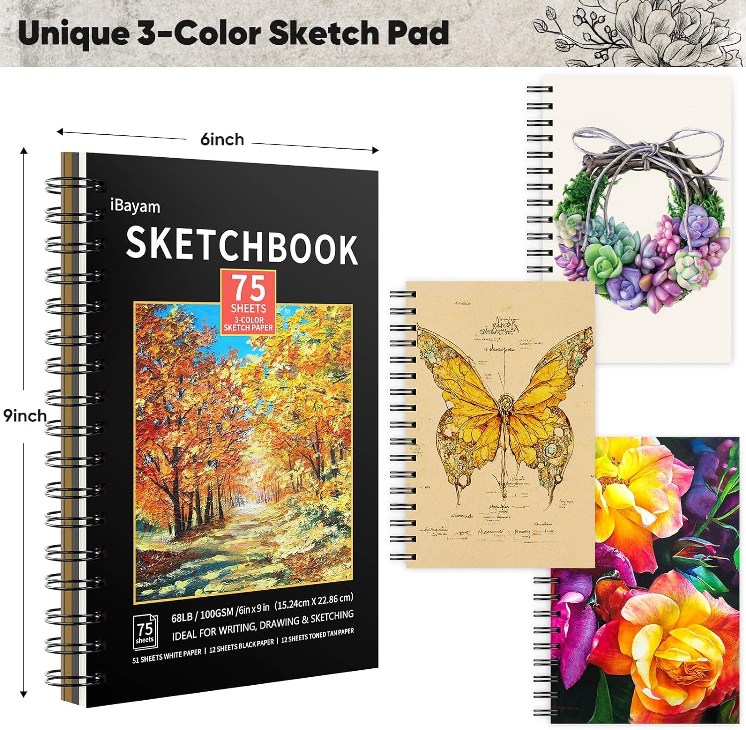 78-Pack Drawing Set Sketching Kit, Pro Art Supplies with 75 Sheets 3-Color Sketch Pad, Coloring Book, Charcoal, Metallic, Colored Watercolor, Graphite Pencils for Artists Adults Kids Beginners