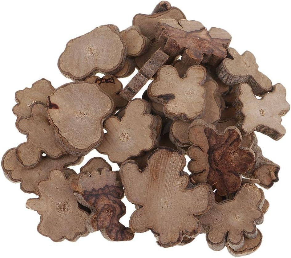 30Pcs Irregular Wood Log Slices Natural Tree Decorative Embellishments