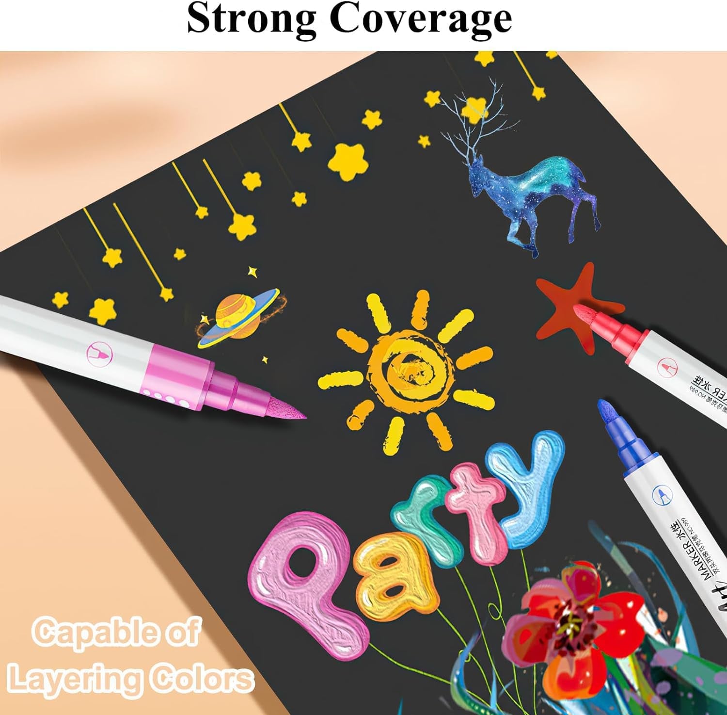 Acrylic Paint Pens, 24 Colors Dual Tip Nail Art Polish Pens with Fine Tip and Brush Tip, Acrylic Paint Markers for Rock Painting, Wood, Glass, Canvas, Calligraphy, Card Making, DIY Nail Beauty