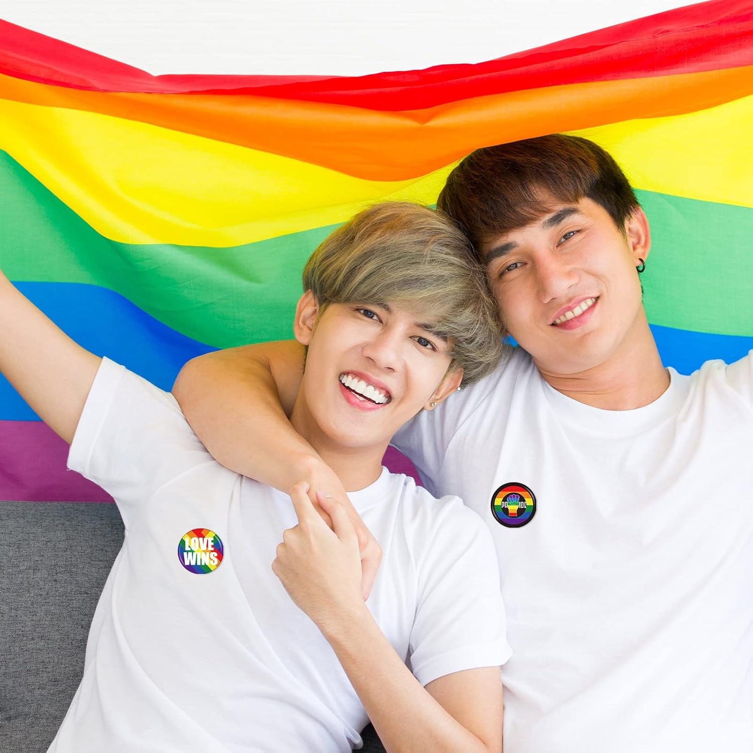 200 Pieces Pride Pins Pride Day Rainbow Buttons LGBT Pins Brooch for Hat Shirt Clothing Bag Decoration Party Supplies, 10 Styles