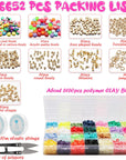 6552 PCS Complete Beads Jewelry Making Kit, 28 Colors Flat Polymer Clay Heishi Beads, Cartoon Fruit Beads, Roll Elastic Strings Other Kinds Space Beads Scissors for Beginner Experiencer