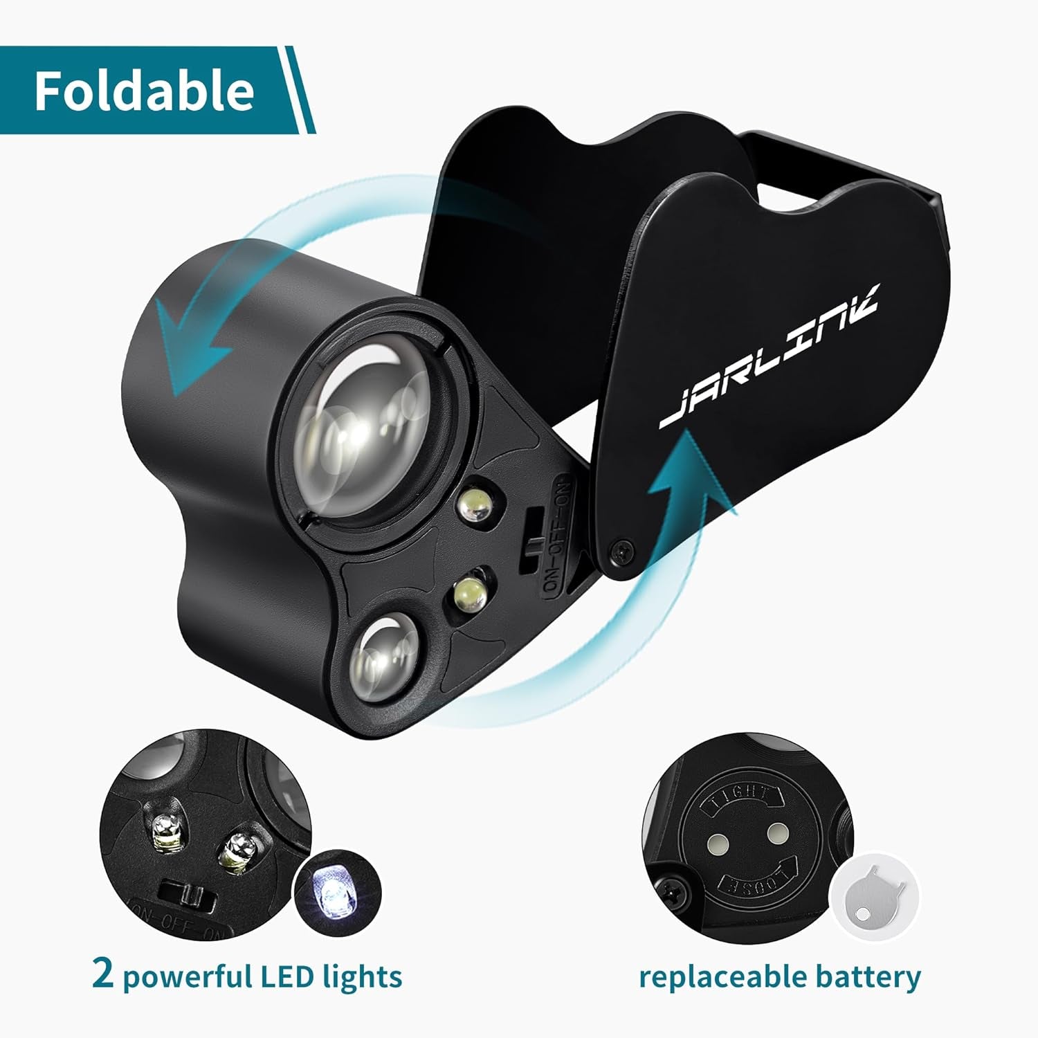 3 Pack Jewelers Loupe, 30X 60X 90X Illuminated Jewelers Eye Magnifier and Magnifying Glass Loop with UV Black Light and Bright LED Light for Gems, Jewelry, Diamond, Coins, Stamps