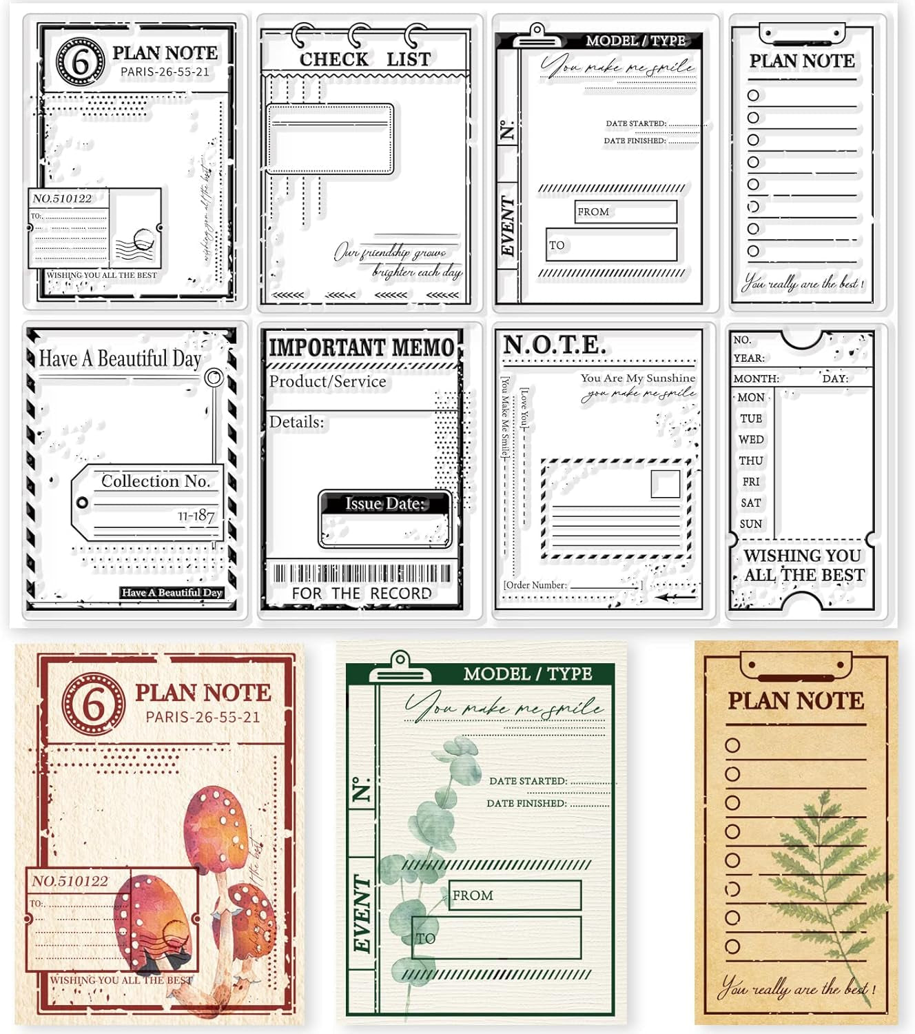 Vintage Plan Label Clear Stamps for DIY Scrapbooking Organizer Task Arranger Silicone Clear Stamp Scheme Seals for Journals Decorative Cards Making Photo Album