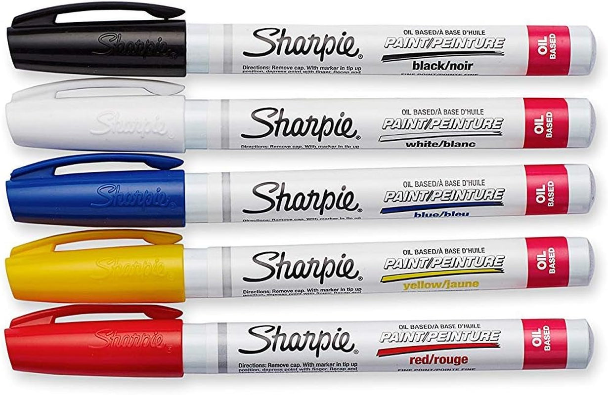 Oil-Based Paint Markers, Fine Point, Assorted Colors, 5 Count - Great for Rock Painting