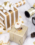 Jumbo Gold Wrapping Paper Roll - Gold Print for Birthday, Holiday, Wedding, Baby Shower Packing - 3 Rolls - 30 Inch X 120 Inch per Roll