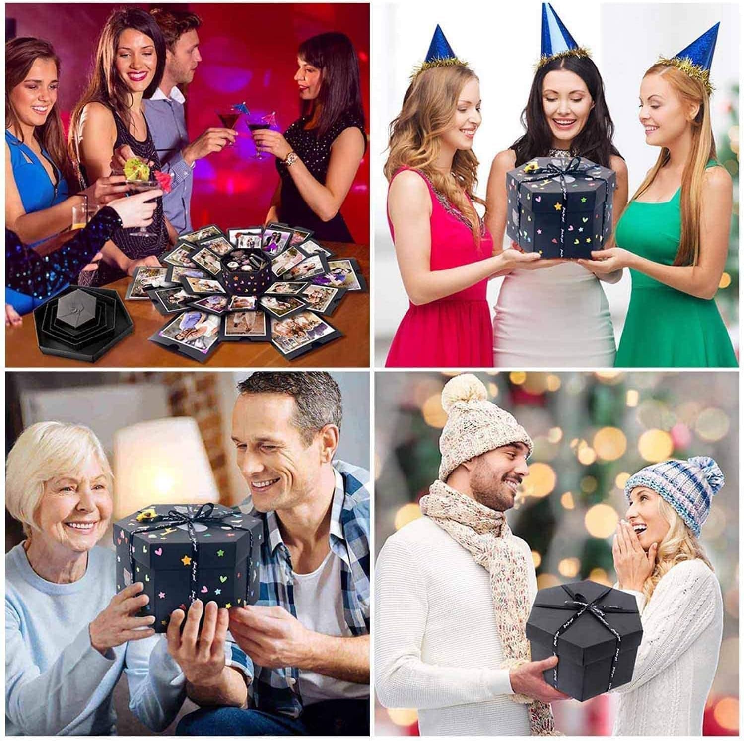 Explosion Box 6 Faces Creative Gift Box,Love Memory DIY Handmade Photo Album Scrapbook, Surprise Birthday Gift, Wedding or Valentine&#39;S Day