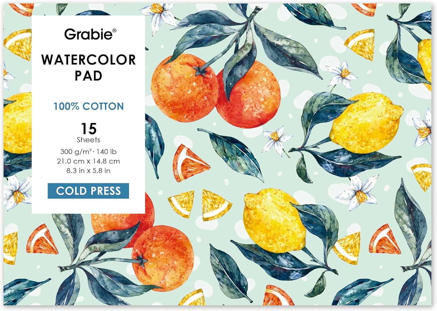 Watercolor Paper Pad, 100% Cotton Pulp, 15 Sheets, A5 (8.3 X 5.8"), 140Lb (300Gsm), Glue Bound, Acid-Free Cold Pressed Watercolor Paper, Art Supplies for Watercolor Techniques and Mixed Media
