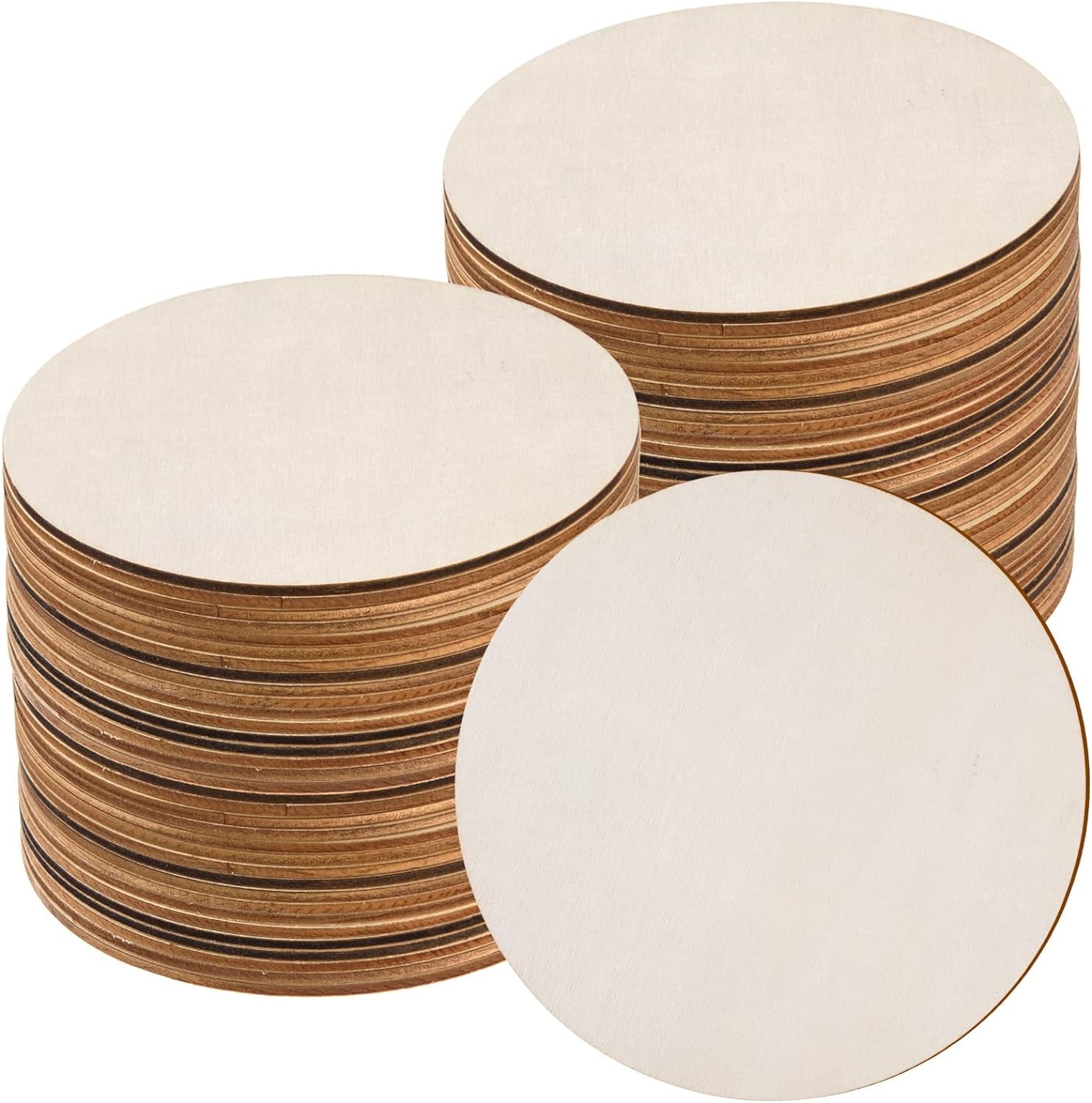 60 Pcs 6 Inch Wood Circles for Crafts Unfinished Wood Circles Wood Rounds Natural round Wooden Disc Cutouts Blank Wood Circle Slices for DIY Crafts, Coaster, Painting, Engraving, Home Decor