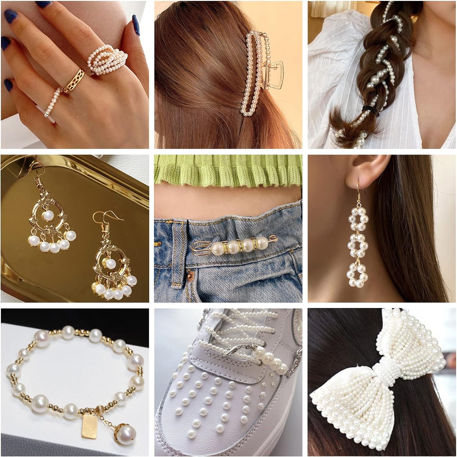 1400Pcs White Pearl Beads for Jewelry Making 3Mm to 14Mm Plastic Pearl Beads Loose round Faux Pearl Beads with Holes for DIY Crafts Earring Necklace Vase Filler and Home Decoration