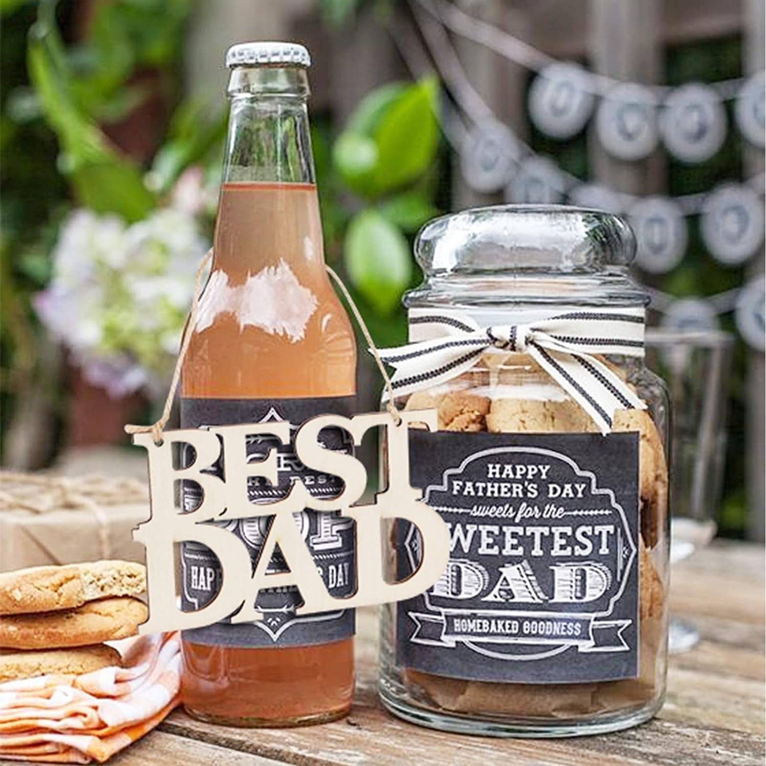 20Pcs Best DAD Unfinished Wood Crafts, Fathers Day Crafts for Kids, Wood Cutouts Gift Tags, Wooden Letter Ornaments with 20 String for Happy Father'S Day Gifts,Dad'S Birthday Party Decorations