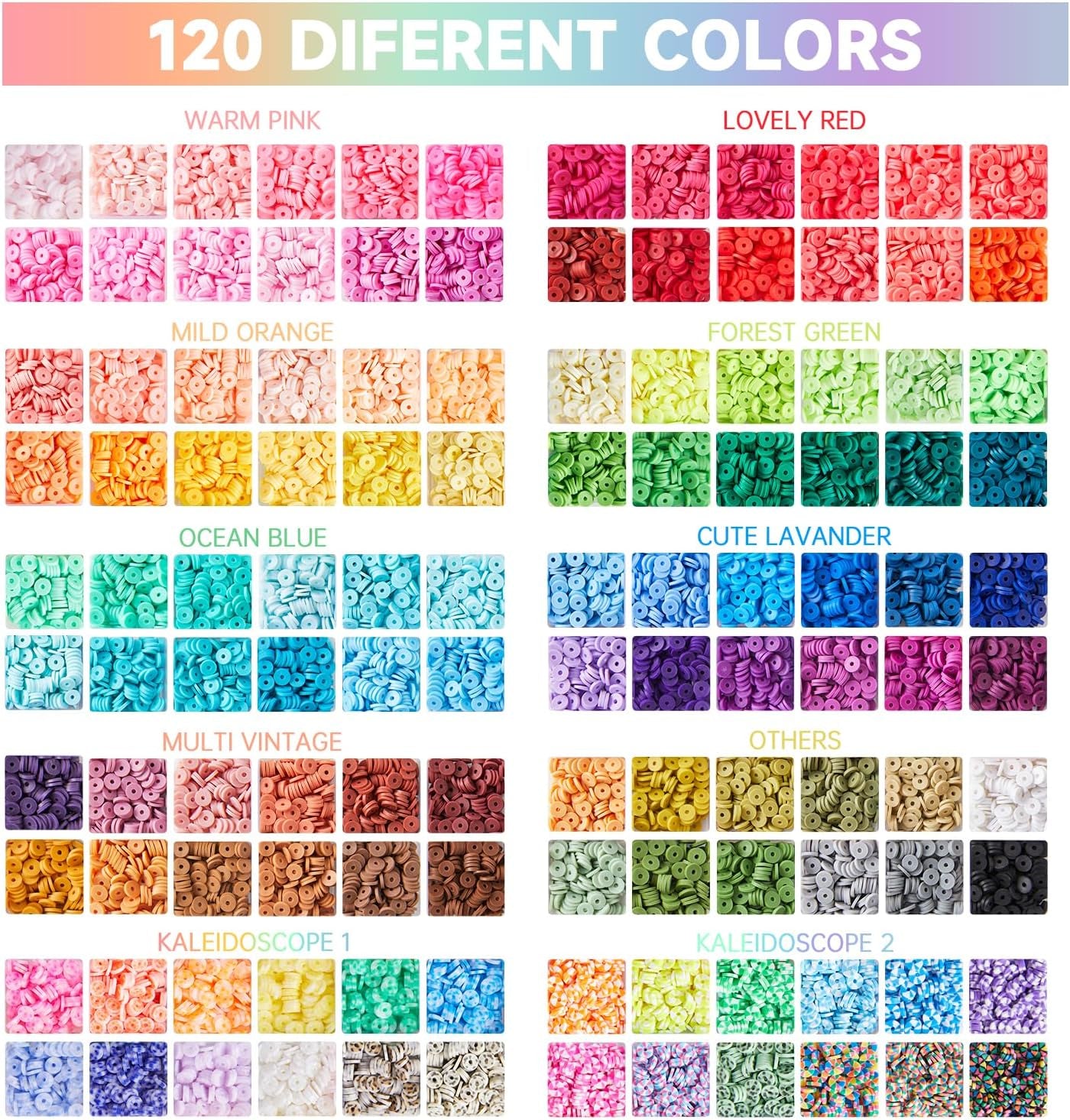 22000 Pcs Clay Beads for Bracelet Making Kit, 120 Colors Flat round Polymer Clay Beads, Friendship Bracelet Kit Heishi Beads for DIY Jewelry Making, Crafts Gift for Girls Teen Ages 6-12