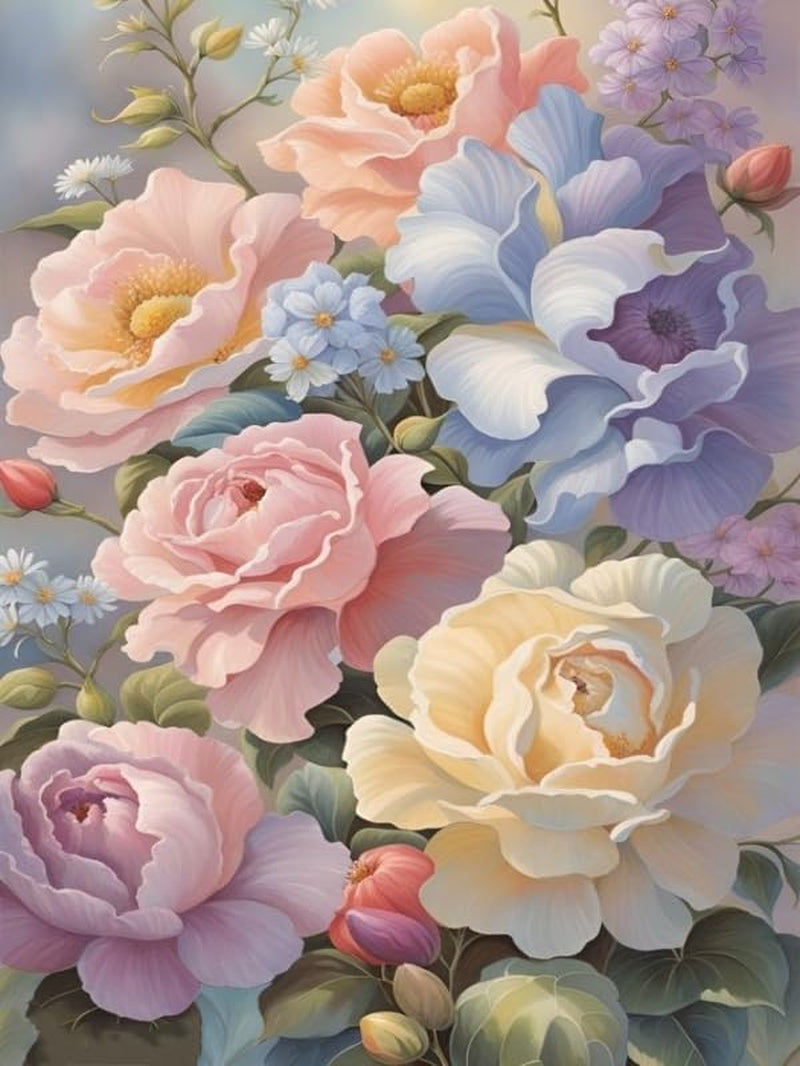 5D Flower Diamond Painting Kits for Adults, DIY Rose Diamond Art Kits, round Full Drill Gem Arts and Crafts Kits for Home Wall Decor Present(16X12Inch)