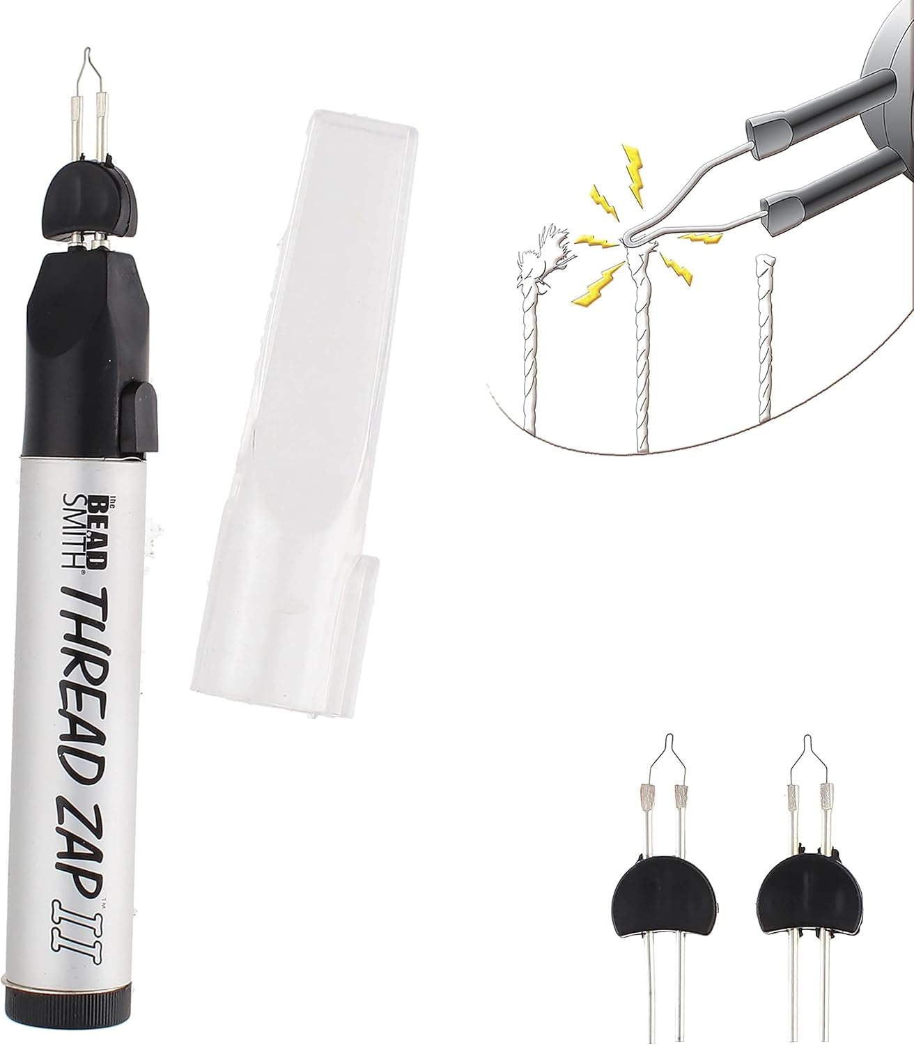 Thread Zap - 5.25” Thread Burner - plus 2 Pack Replacement Tips Included - Trim, Burn and Melt Thread with One Touch, Ideal for Finishing Bead Weaving and Stringing Projects