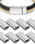 8 Pieces 10X3 Mm Flat Leather Magnetic Clasps Bracelet Jewelry Making Magnetic Clasps Silver Bracelet Metal Clasp and Closures DIY Magnetic Locking for Jewelry Bracelet Craft Making Supplies