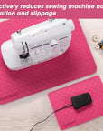 Sewing Mat Set, Sewing Machine Muffling Mat, Reduce Sewing Machine & Pedal Vibrations, Movement and Slipping, Sewing Machine and Sergers Accessory (2-Piece Set) (Rose Red)