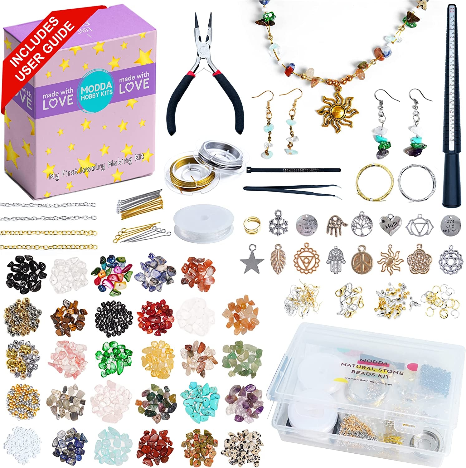 Deluxe Jewelry Making Kit with Video Course, Includes Instructions, Beads, Necklace, Bracelet, Earrings Making, Crafts for Adults, Beginners, Christmas Gift for Teens, Girls 13-15, Moms, Women