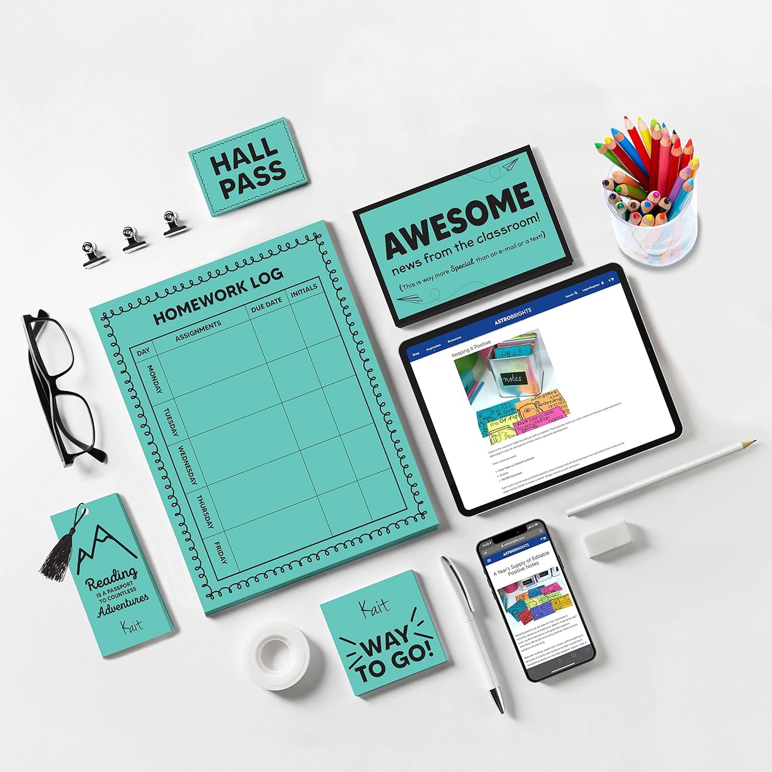 Mega Collection, Colored Cardstock, Punchy Pastel Blue Bliss, 320 Sheets, 65 Lb./176 Gsm, 8.5" X 11" - MORE SHEETS! (91746)