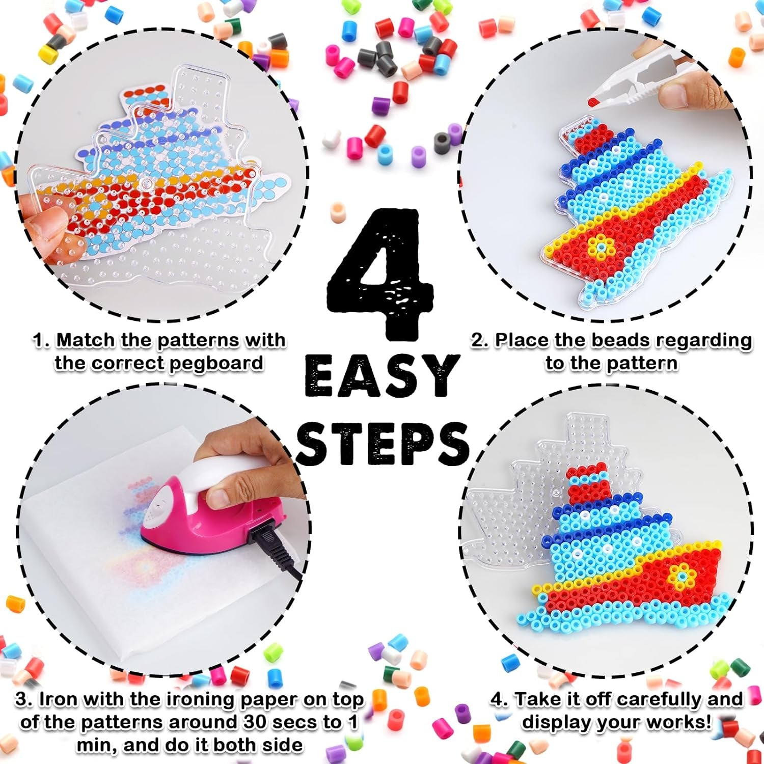 20 Pcs 5Mm Fuse Beads Pegboards - Animal Shape Pegboards for Arts and Crafts Projects with Keychains, Hang Ropes and Beads Tweezers, Fuse Beads Gift Set