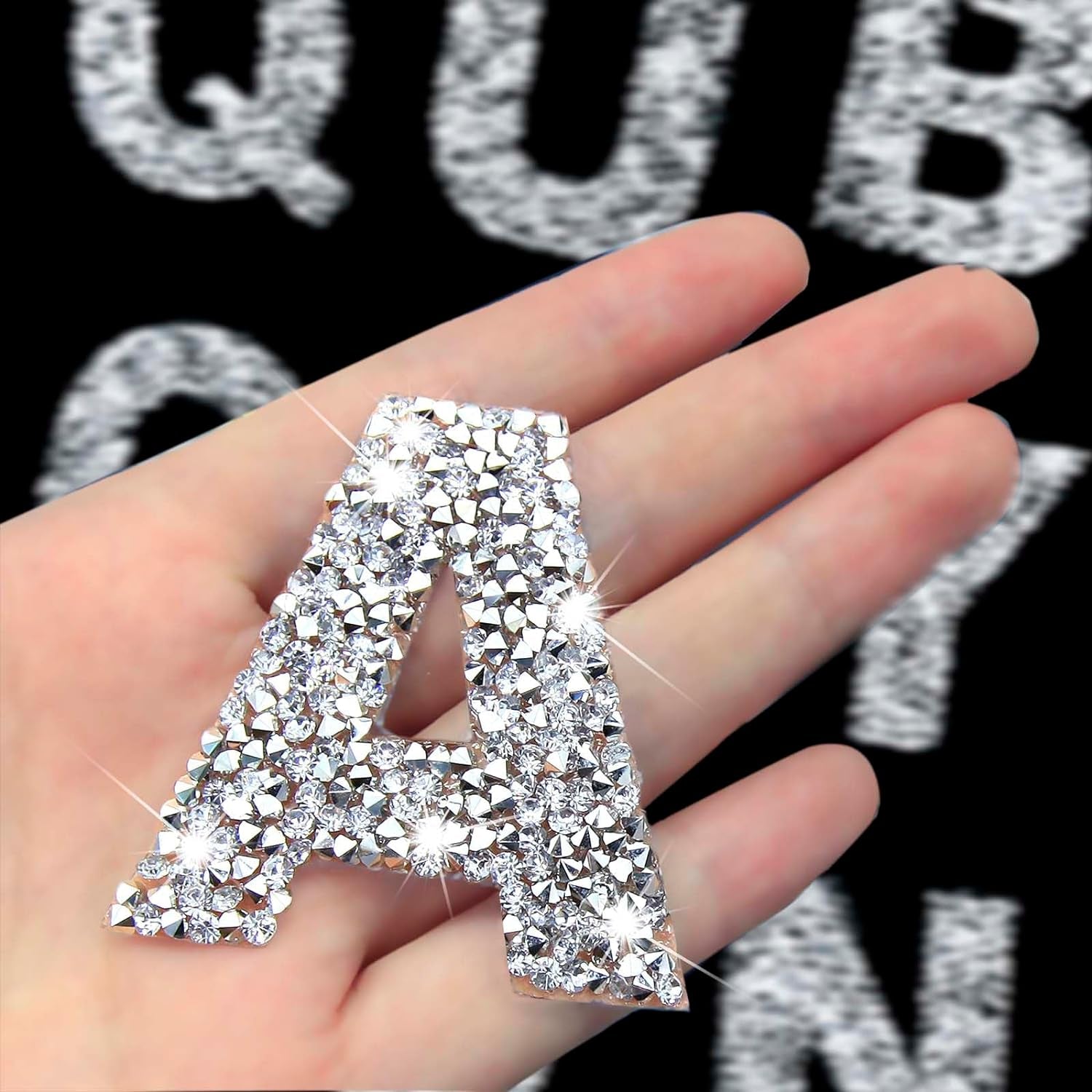 35 Pcs Rhinestone Iron on Letter Patches Bling Rhinestone Letters Glitter Rhinestone Alphabet Applique for Clothing Hats Jeans Shoes DIY Craft（Silver）