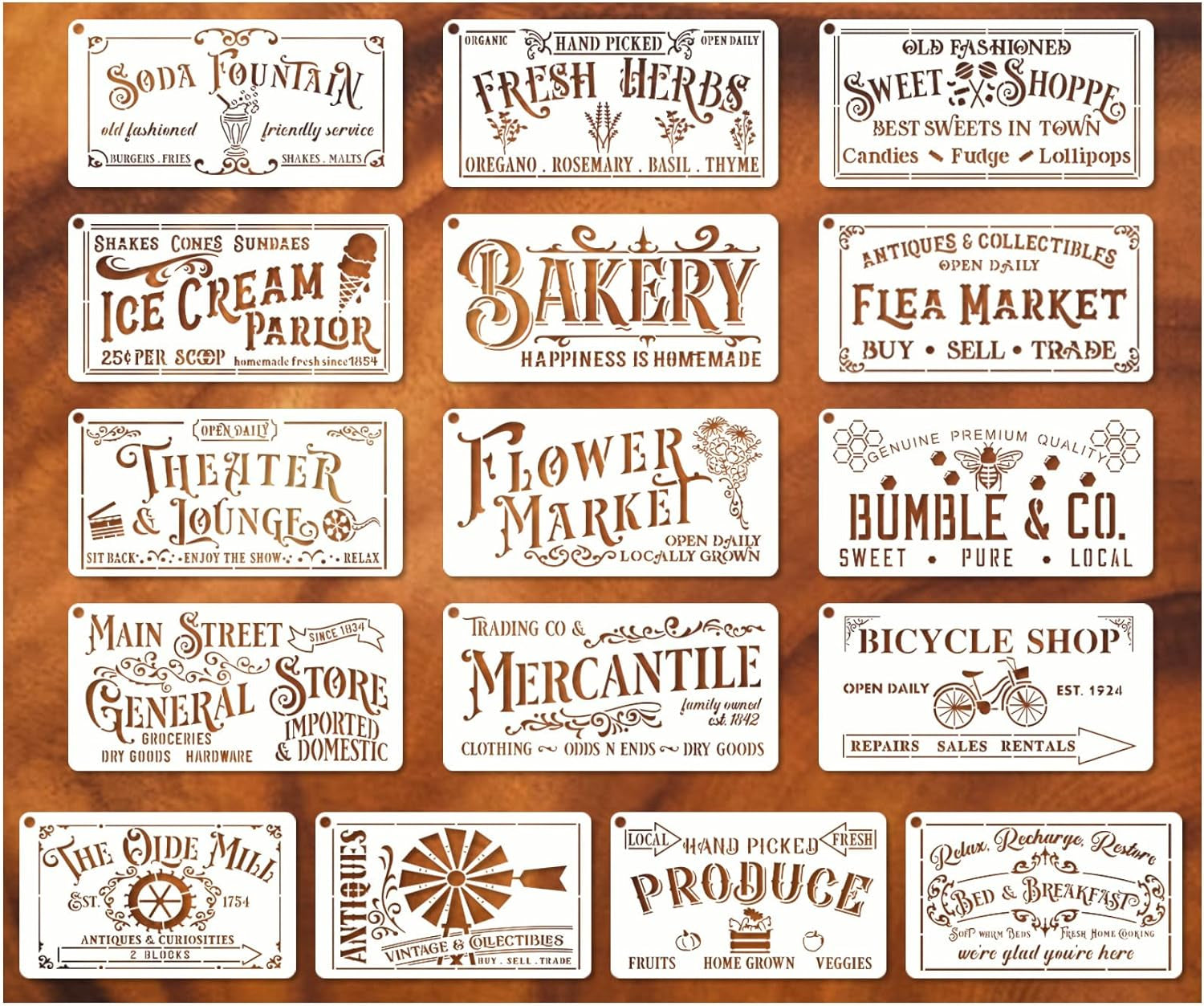 Farmhouse Stencils for Painting on Wood Kitchen Paint Stencils Flower Farm Vintage Sign Craft Stencils for Wood Burning Projects Reusable Wall Fabric Canvas (16 Farmhouse)