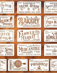 Farmhouse Stencils for Painting on Wood Kitchen Paint Stencils Flower Farm Vintage Sign Craft Stencils for Wood Burning Projects Reusable Wall Fabric Canvas (16 Farmhouse)