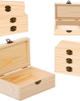 Unfinished Wooden Box with Hinged Lid, 4 Pcs- 6"X3.8"X2" Wood Boxes Bulk for Craft, Make Your Own Gift, Jewelry Pin Box