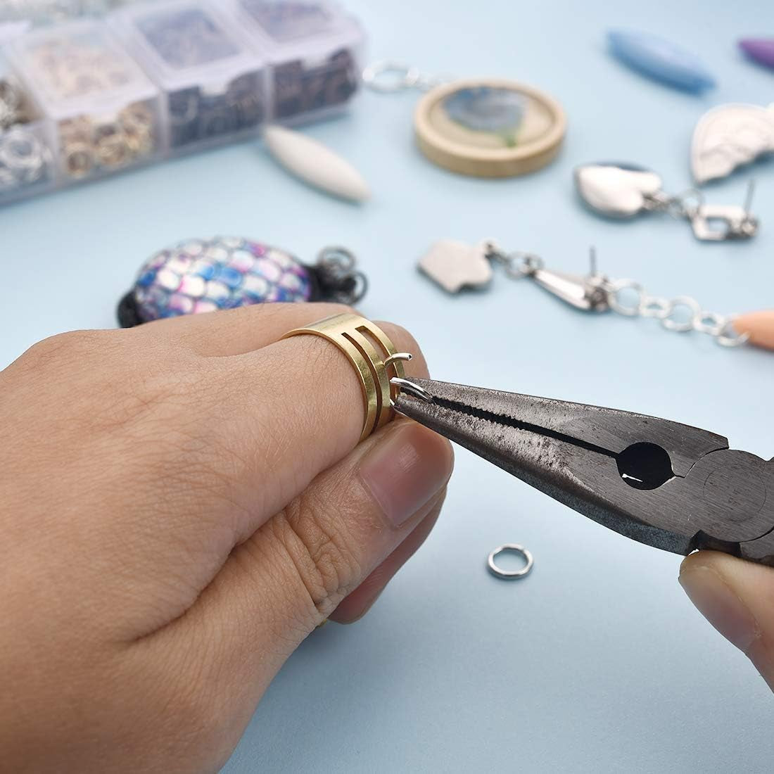 2296Pcs Jump Rings Gold Plated Jewelry Connectors Chain Links 3Mm 4Mm 5Mm 6Mm 7Mm 8Mm 10Mm Box Set Open Jump Rings Gold for Necklace Repair