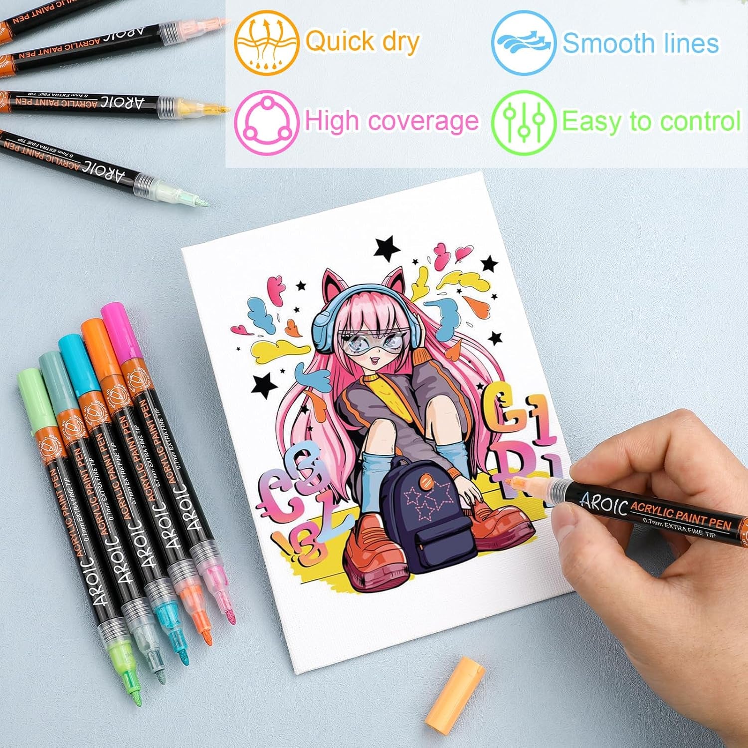 36 Pack Acrylic Paint Pens——Writing on Any Material, Rock, Ceramics, Glass, Wood and More, Used for DIY Craft.